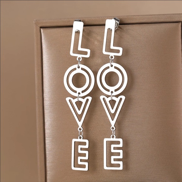 Jewelry - NEW TRENDY LOVE DROP SILVER EARRINGS